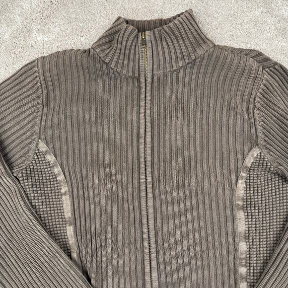 BKE Dark Brown Waffle Knit Ribbed Sweater Cardigan Size M Buckle Mall Goth - Picture 2 of 4